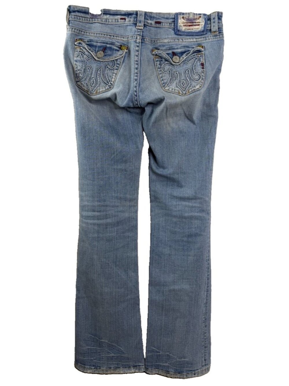 MEK Denim 29x35 Capetown Lightwash Distressed Y2K Jeans Red Stitch Low Rise GUC